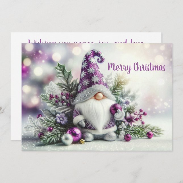 Cute Christmas Gnome Holiday Card (Front/Back)