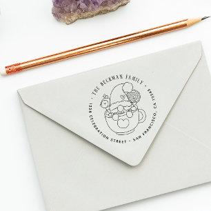 Cute Christmas Gnome Holiday Return Address Self-inking Stamp