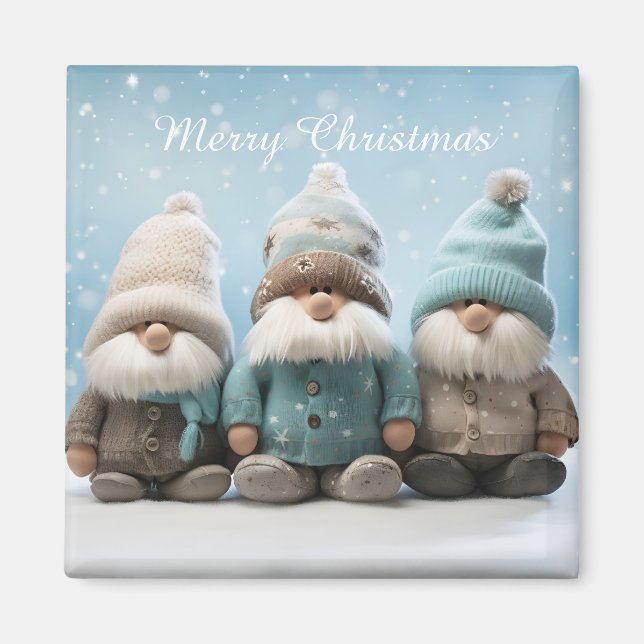 Cute Christmas Gnome Magnet (Front)