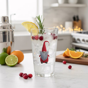 Cute Christmas Gnome Monogram Holiday Glass