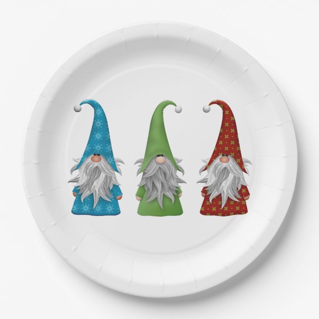 Cute Christmas Gnome    Paper Plate (Front)