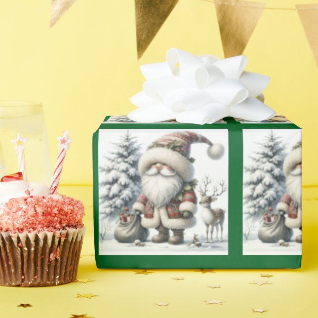 Cute Christmas Gnome Santa Wrapping Paper (Birthday Party)