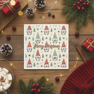 Cute Christmas Gnome Scandinavian Paper Napkins