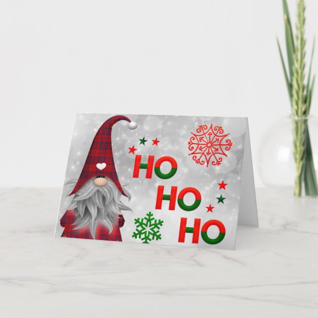 Cute Christmas Gnome Snowflake Holiday Card (Front)
