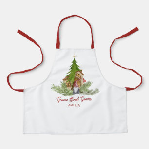 Cute Christmas Gnome Sweet Gnome Personalise Kids Apron