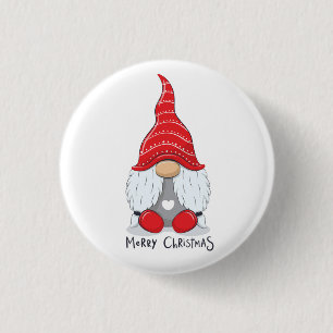Cute Christmas Gnome Watercolor Art 3 Cm Round Badge