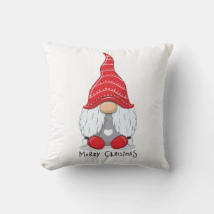 Cute Christmas Gnome Watercolor Art  Classic Round Cushion