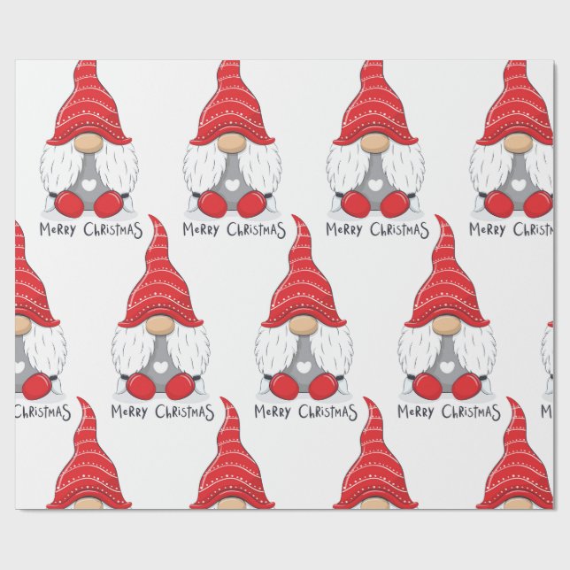 Cute Christmas Gnome Watercolor Art   Wrapping Paper (Flat)