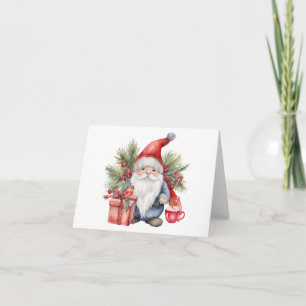 Cute Christmas Gnome Watercolor Card