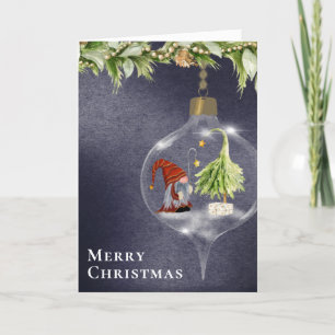 Cute Christmas Gnome Whimsical Holiday Card