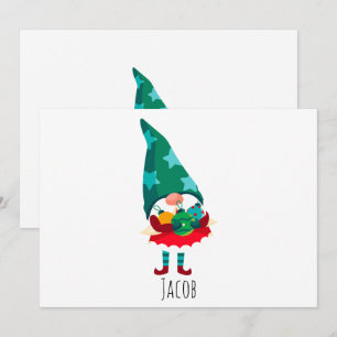 Cute Christmas Gnome with Christmas Ornaments Holiday Card