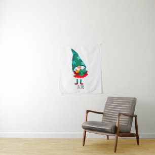 Cute Christmas Gnome with Christmas Ornaments Tapestry