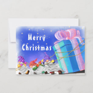 Cute Christmas Gnomes Bring A Great Gift - Drawing