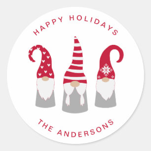 Cute Christmas Gnomes Classic Round Sticker