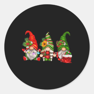 Cute Christmas Gnomes Classic Round Sticker
