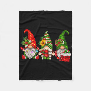 Cute Christmas Gnomes Fleece Blanket