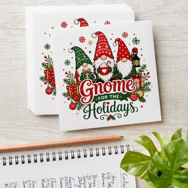 Cute Christmas Gnomes Holiday Design Envelope (Stacked)