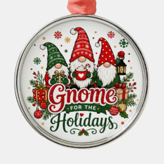 Cute Christmas Gnomes Holiday Design Metal Tree Decoration