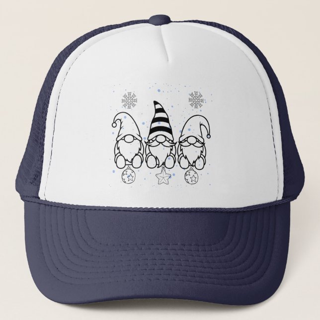 Cute Christmas Gnomes Holiday Design.  Trucker Hat (Front)