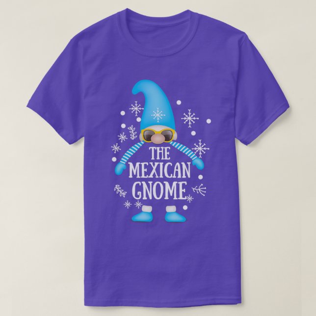Cute Christmas Gnomes in Plaid Hats Mexican Gnome  T-Shirt (Design Front)