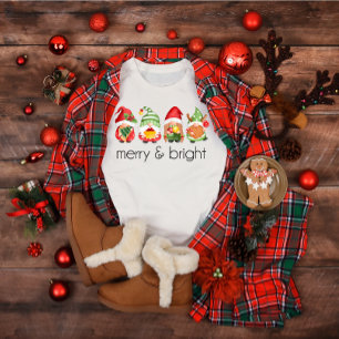Cute Christmas Gnomes Merry & Bright T-Shirt