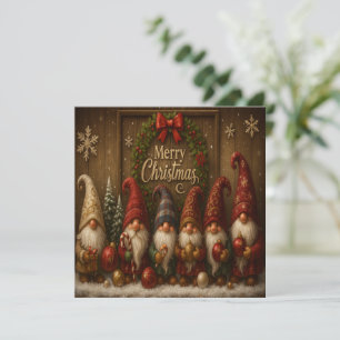 Cute Christmas Gnomes Merry Invitation