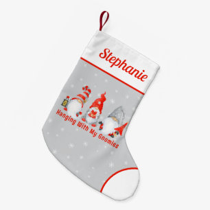 Cute Christmas Gnomes Personalised Small Christmas Stocking