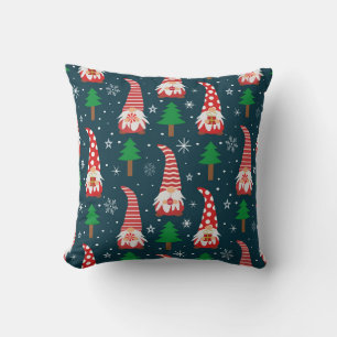 Cute Christmas Gnomes with trees and snowflakes Cushion