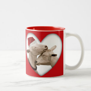 Cute Christmas Goat Couple Two-Tone Coffee Mug