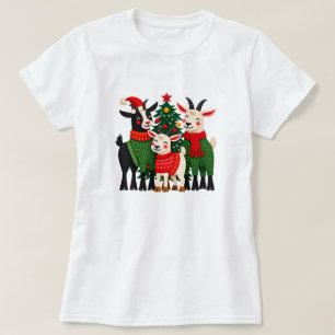 Cute Christmas Goats by the Tree T-Shirt