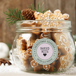Cute Christmas Goodies Heart Personalized  Classic Round Sticker