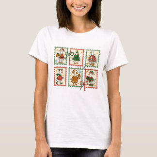 Cute Christmas Goose Postage Stamp Sheet Festive T-Shirt