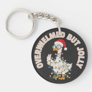 Cute Christmas Goose Wearing Santa Hat Key Ring