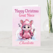 Cute Christmas Great Niece Pink Winter Mouse
