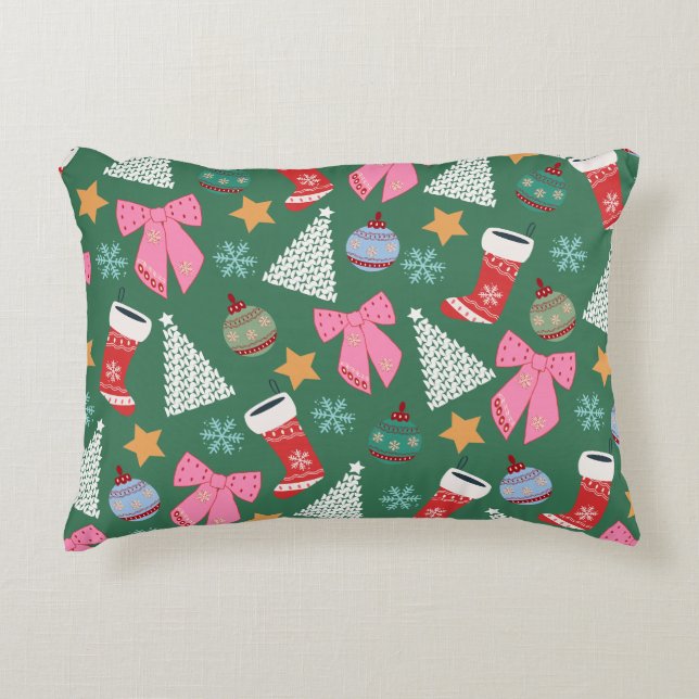 Cute Christmas Green Decorative Cushion (Front)