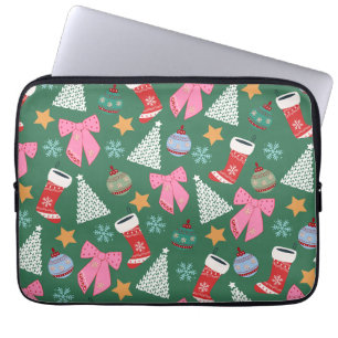 Cute Christmas Green Laptop Sleeve