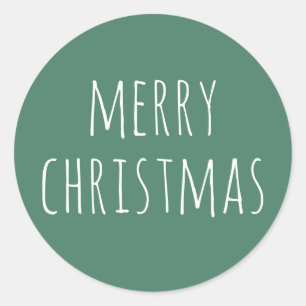 Cute Christmas   Green Minimalist Winter Holiday Classic Round Sticker