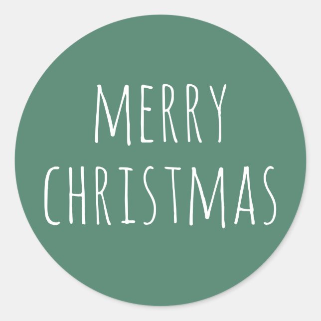 Cute Christmas | Green Minimalist Winter Holiday Classic Round Sticker (Front)