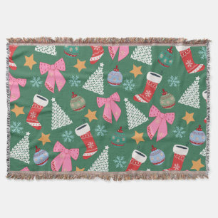 Cute Christmas Green Throw Blanket