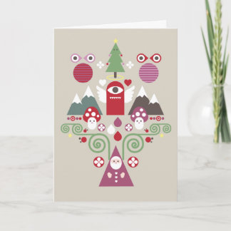Cute Christmas Greeting Card - beige
