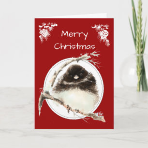 Cute  Christmas Greetings Cold Fluffy Junco Bird Holiday Card