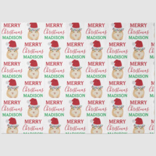 Cute Christmas Hamster Funny Animal Custom Name  Tissue Paper