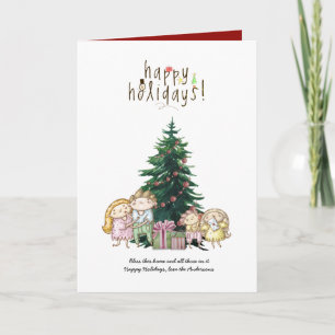Cute Christmas Handdrawn Cartoon Greeting Custom Card