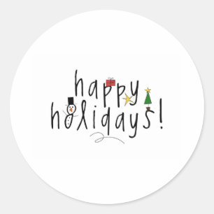 Cute christmas Happy Holidays Classic Round Sticker