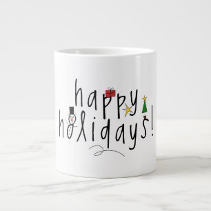 Cute christmas Happy Holidays Large Coffee Mug