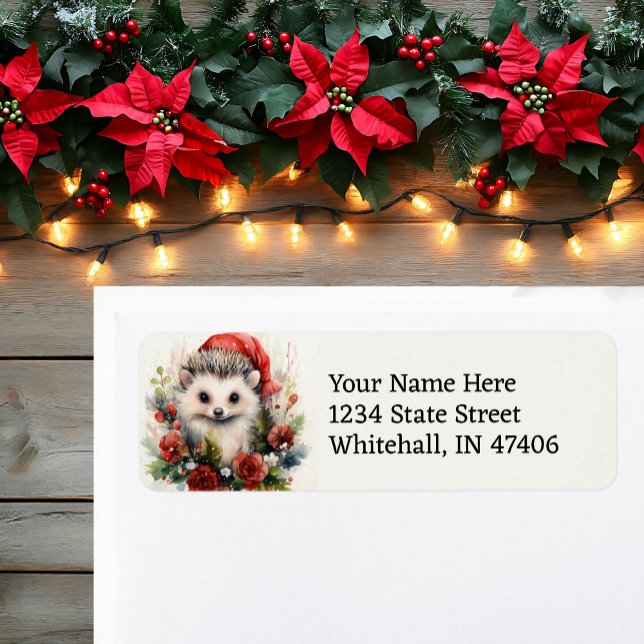 Cute Christmas Hedgehog Easy Read Return Address (Creator Uploaded)