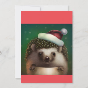  Cute Christmas Hedgehog , Hedgehog Santa T-Shirt Holiday Card