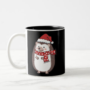 Cute Christmas Hedgehog Holiday Two-Tone Coffee Mug