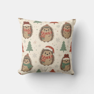 Cute Christmas Hedgehog Pattern Cushion