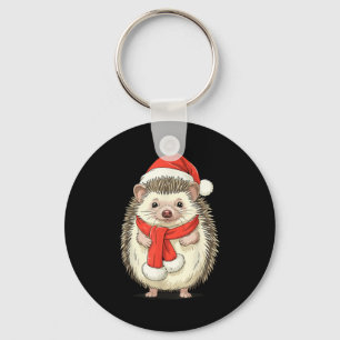 Cute Christmas Hedgehog Santa Key Ring
